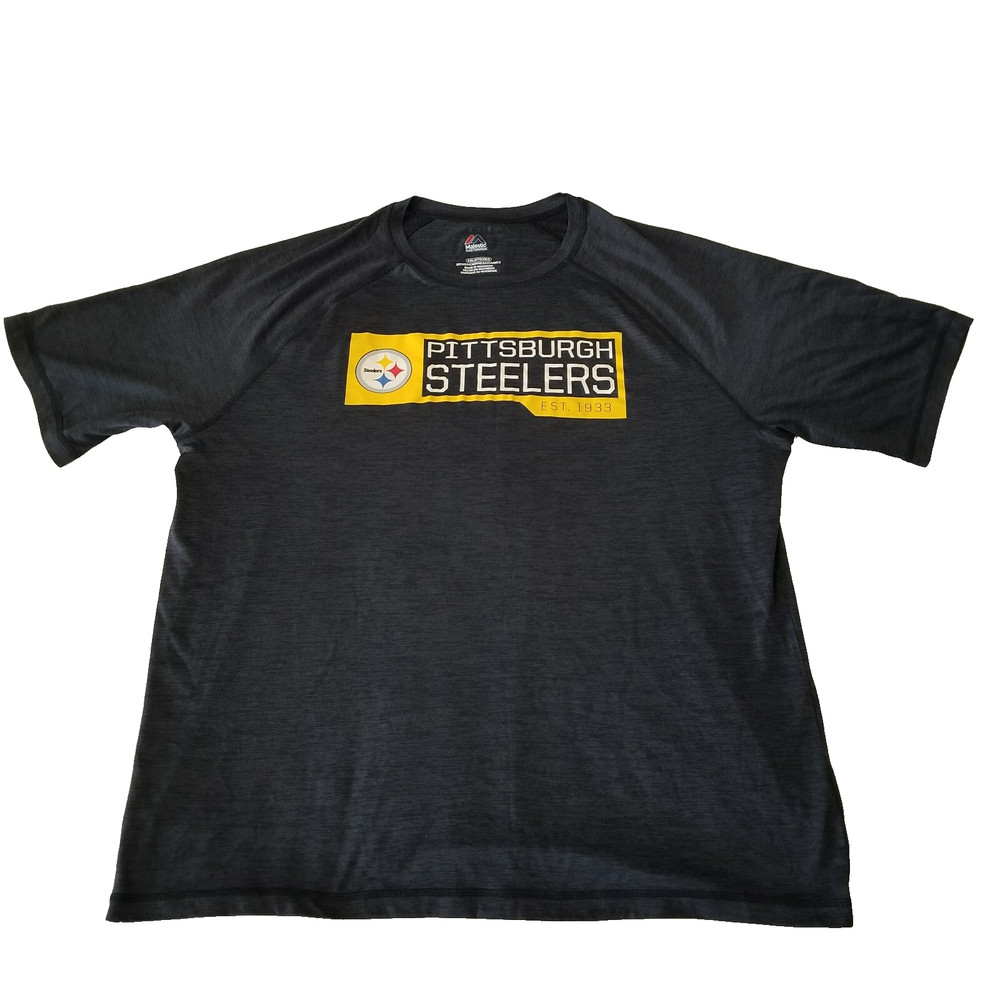 Pittsburgh Steelers T-Shirt - Men's 2XL Gray NFL Short Sleeve Crew Neck
