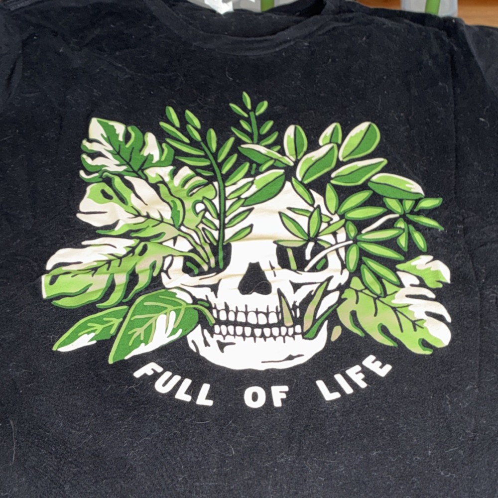 Men's 2XL Black Cotton Graphic Skull Nature Crew Neck T-Shirt Short Sleeve