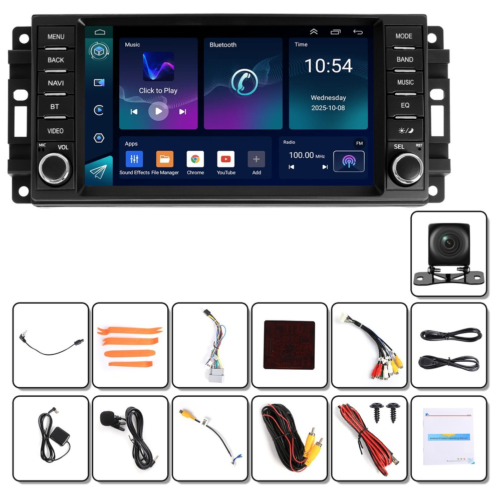 For Jeep Wrangler JK 2007-2018 GPS BT Radio w/ Camera Car Stereo Android CarPlay