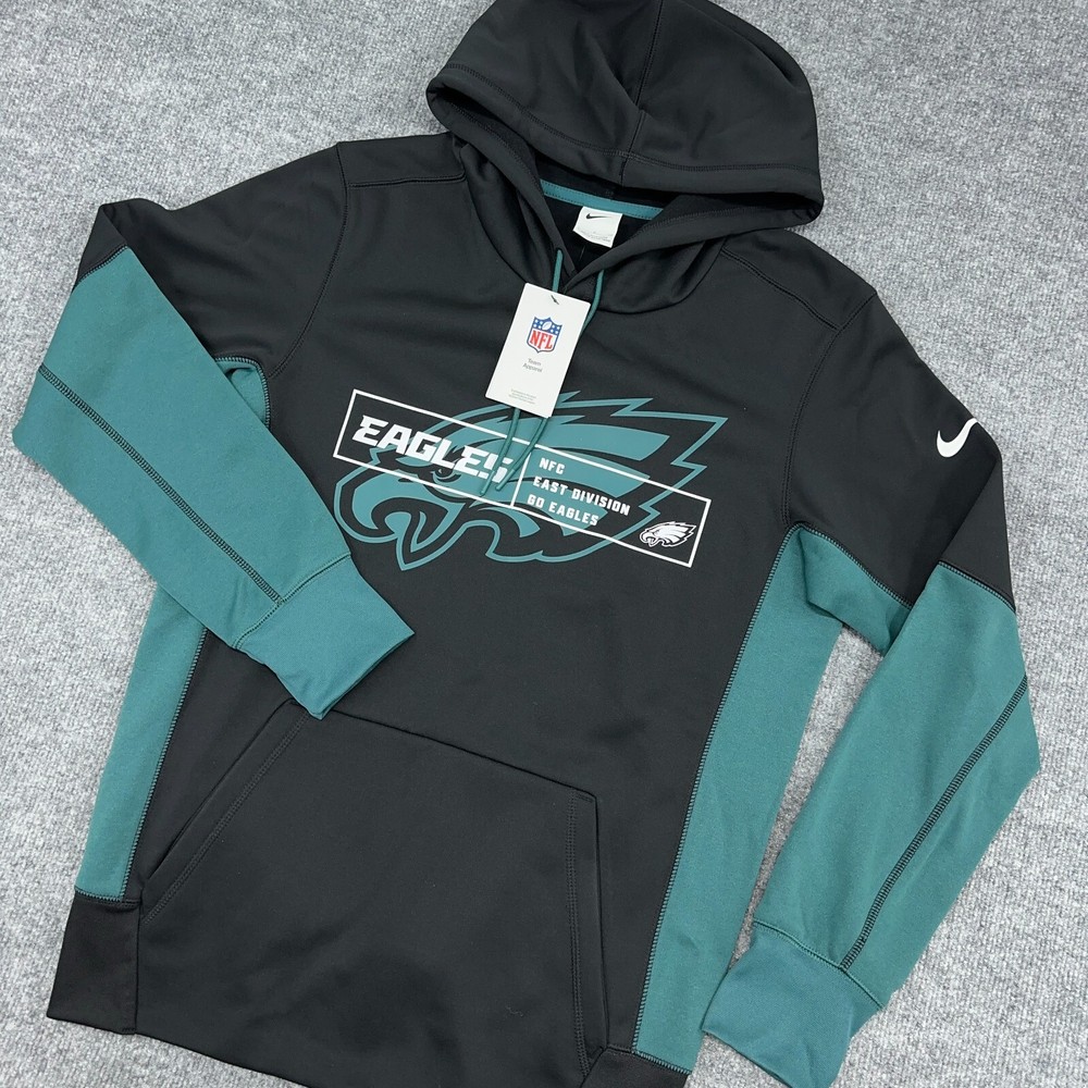 Philadelphia Eagles Nike Hoodie Mens S Black Green Logo Dri-Fit Fleece NEW
