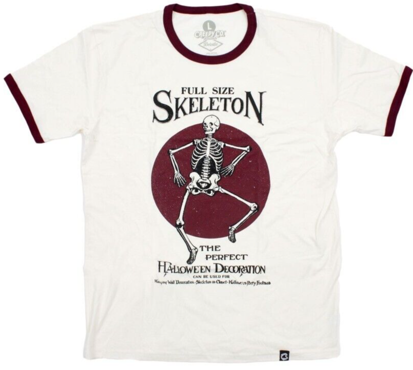 NEW Creepy Co. Beistle FULL SKELETON Ringer Tee T-Shirt XS or 2XL Sizes ONLY