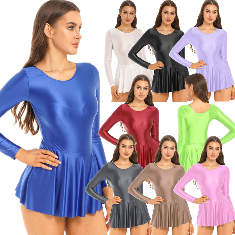 US Women Leotard Beach Dress Mini Outfit Oil Skirt Spandex Mankini Tennis A-Line