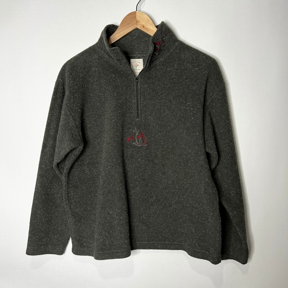 Victoria’s Secret Country Fleece Pullover 1/4 Zip Embroidered Womens Small