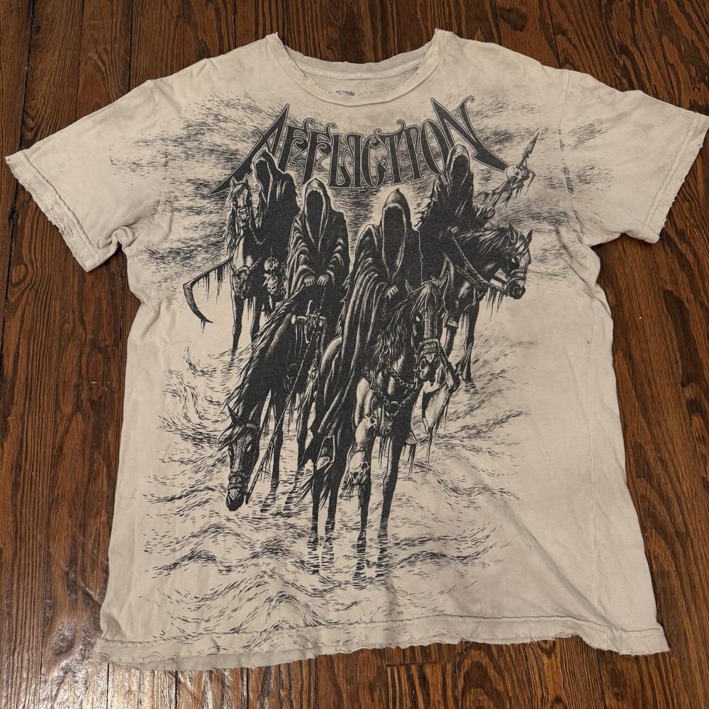 Affliction Men's Short Sleeve T-Shirt Medium Henchman White vintage 2000s