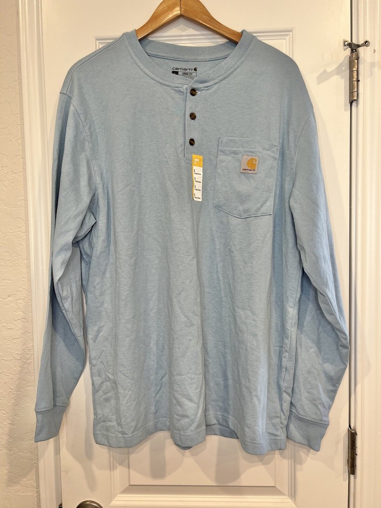 Carhartt Men’s Long Sleeve Shirt Size Large Blue Loose Fit