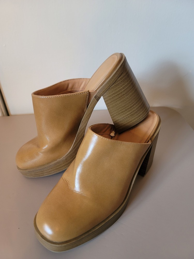 Universal Thread Heels Womens 8.5 Tess Platform Mule Brown Faux Leather Block