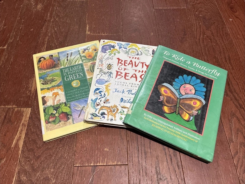 Lot of 3 children's poetry books animal & Nature poems Hardcovers.