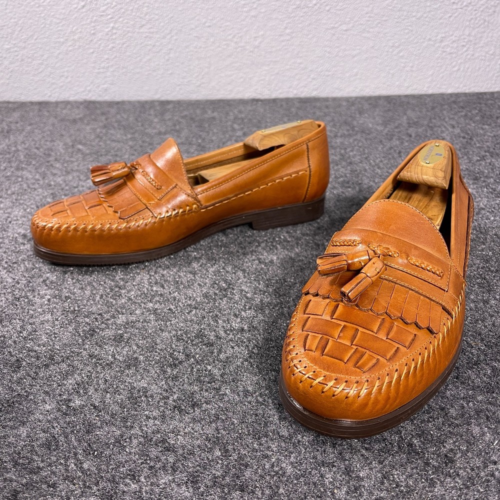 Giorgio Brutini Antigua Brown Leather Woven Tassel Kiltie Loafers Mens 10 M