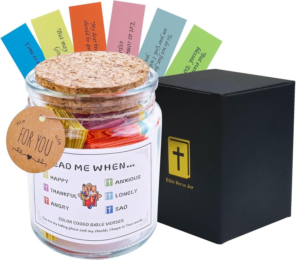 Bible Verse Jar, Color Coded Verses in a Christian Gifts for black