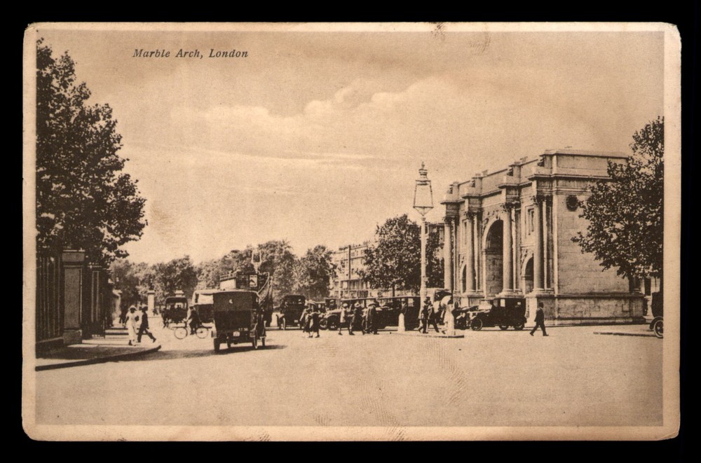 Marble Arch London UK Old Cars Transportation People Unp Postcard Divided