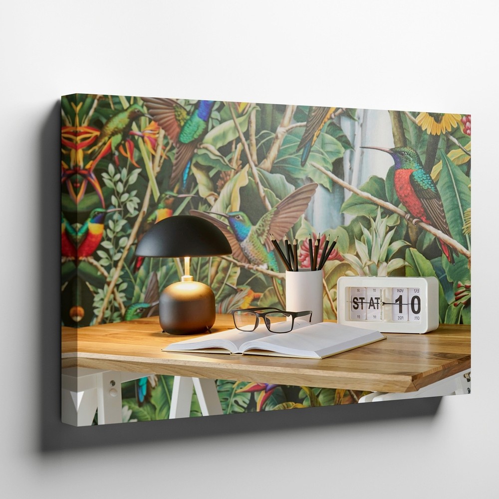 Colorful Hummingbirds Canvas Wall Art Tropical Birds Nature Print for Home Decor