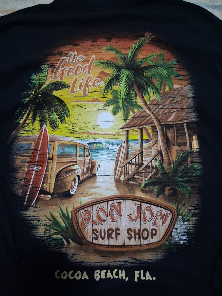 Ron Jon Surf Shop Men's M Black Long Sleeve Crew Neck Cocoa Beach FL Tee