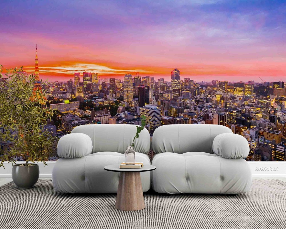 3D Japan City Tokyo Night View Wall Murals Wallpaper Murals Wall Sticker