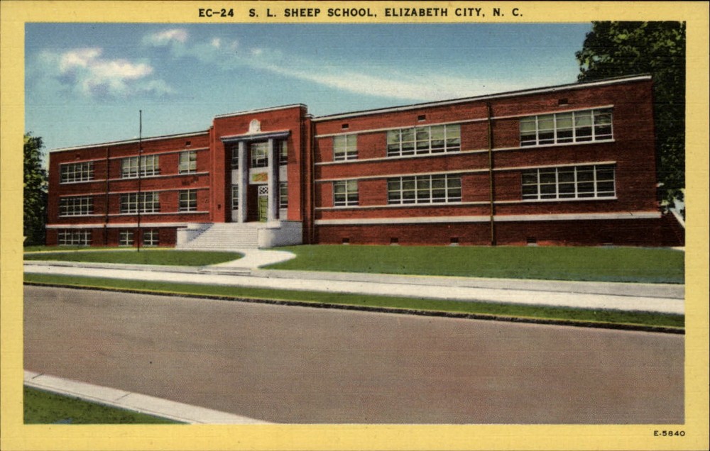 S L Sheep School Elizabeth City North Carolina ~ 1930-40s linen postcard