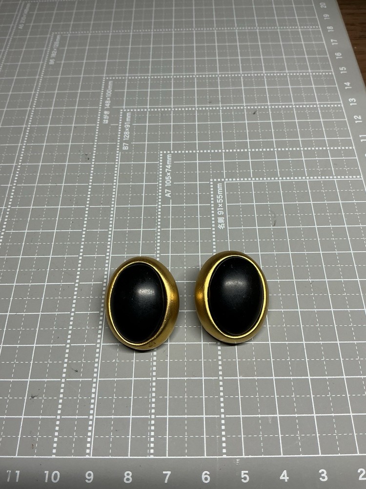 vintage givenchy gold tone black earrings