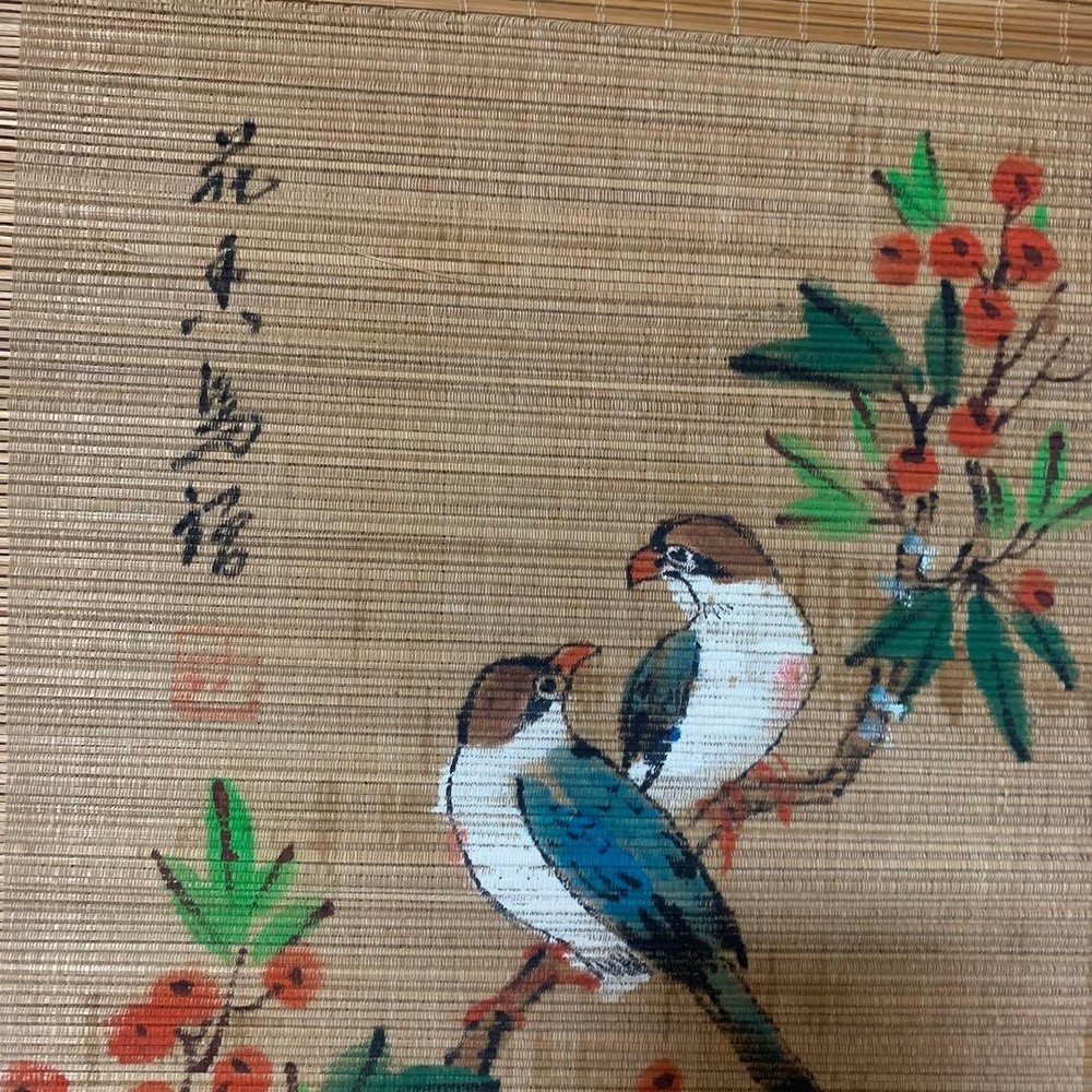 Japanese Hanging scroll Flower and bird painting bamboo