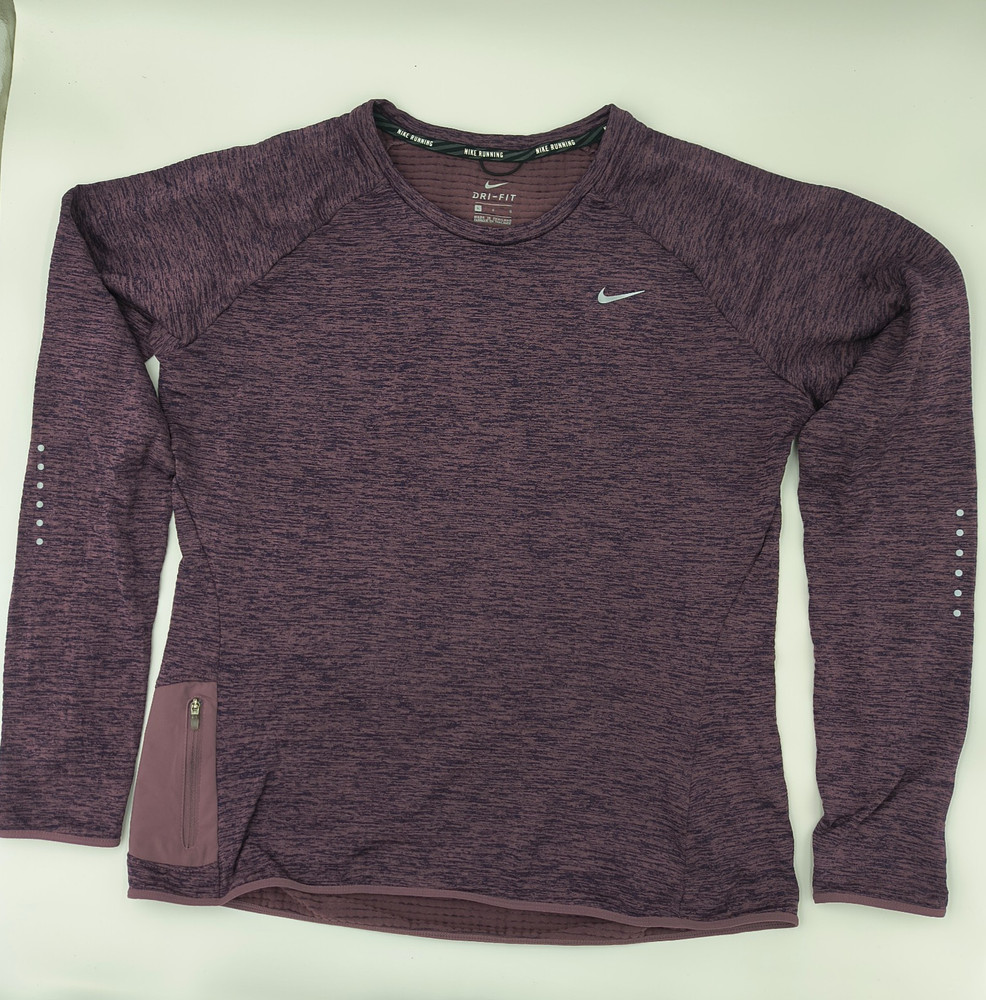Nike Womens Sz Large Running Top, Long Sleeve, Thumbholes, Dark Cherry