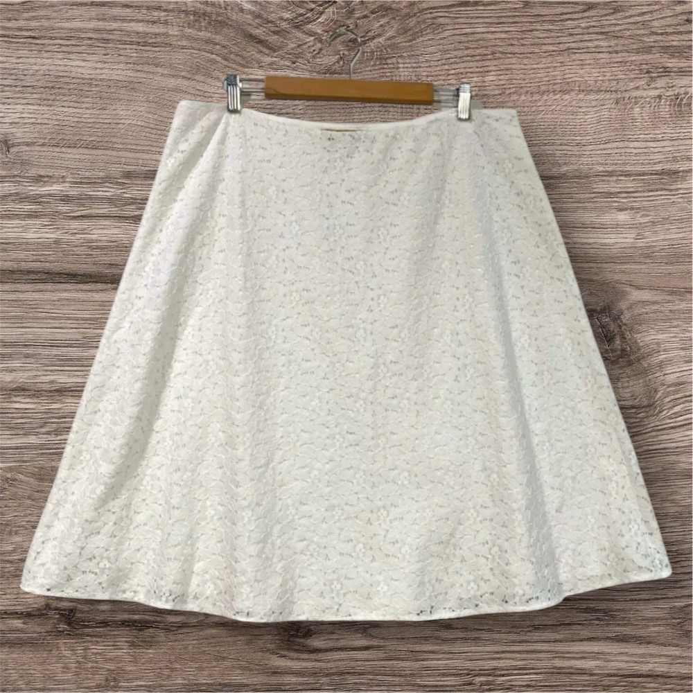 Kasper Womens Floral Lace Mini Skirt Size 16 Coquette Classic White Summer Chic