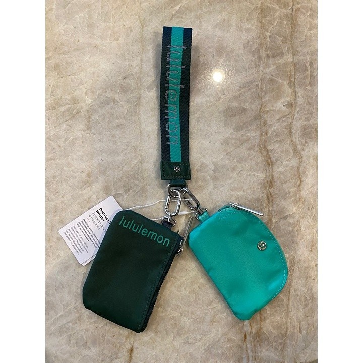 Lululemon Dual Pouch Wristlet Keychain (Paradise Green & Vapor)
