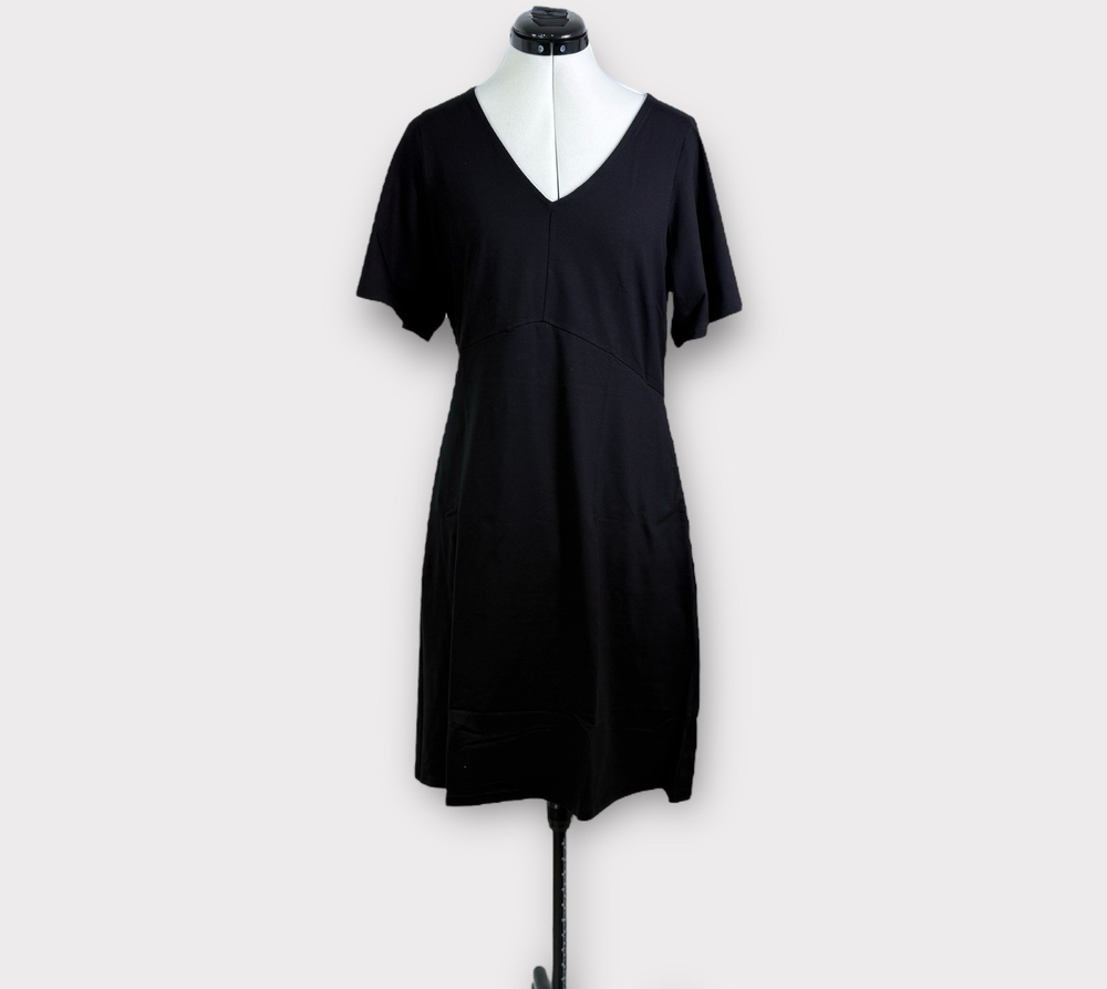 Pact Organic Cotton Fit & Flare Easy Dress Size M Black Pockets Stretch Comfort