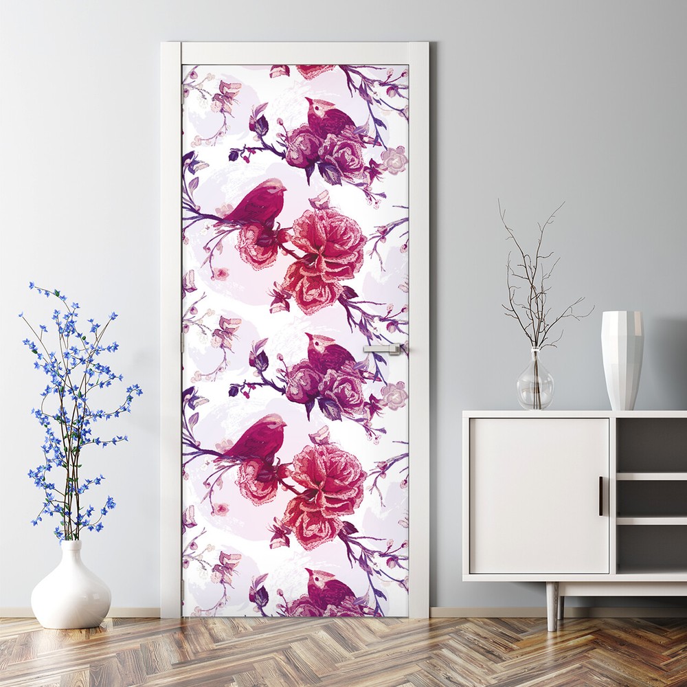 Fiolet Birds Bubble-Free Self-Adhesive Peel & Stick Door Mural