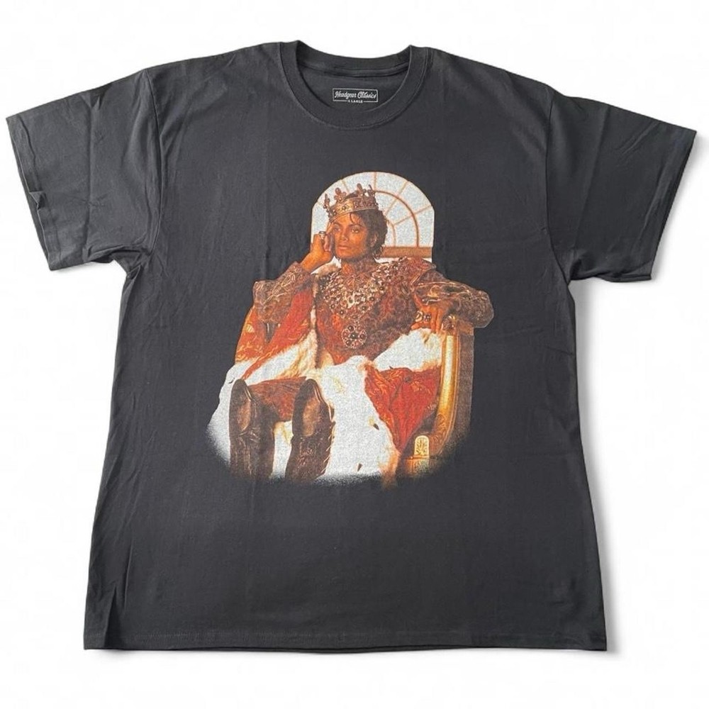 Michael Jackson King of Pop Throne Graphic Black T-Shirt Men's Size XL