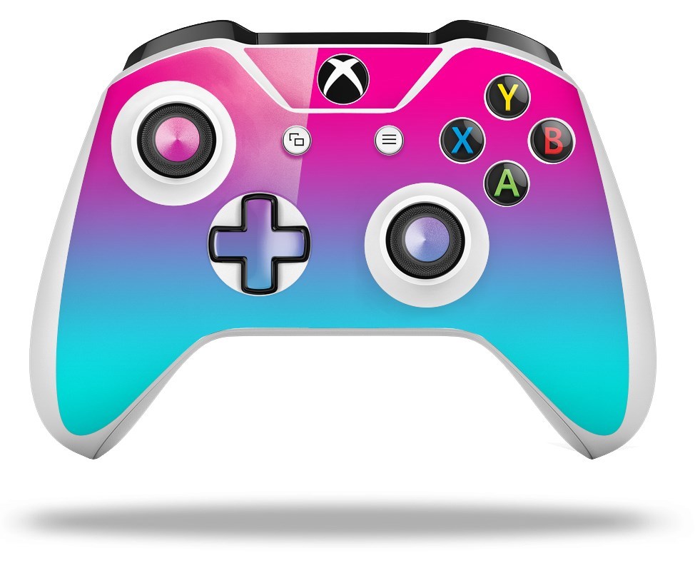 Skin for XBOX One S X Controller Smooth Fades Neon Teal Hot Pink Vinyl Decal