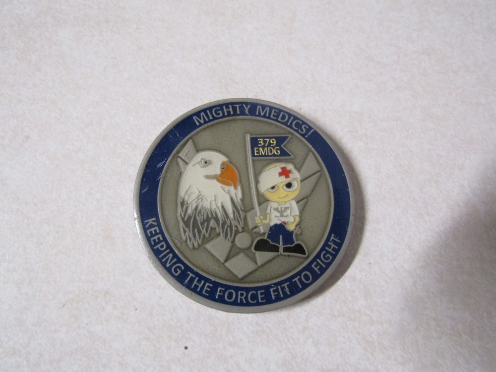 CHALLENGE COIN ORIGINAL OLDER 379 EMDG MIGHTY MEDICS EXPEDITIONARY MEDICAL GROUP