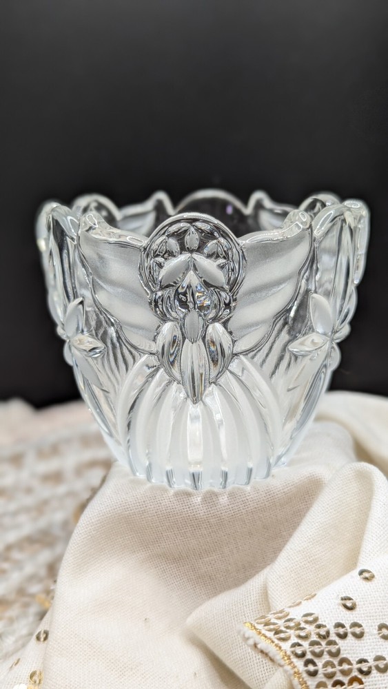 2 Gorham Lead Crystal Votive Angel & Star Candle Holders Christmas Accent Decor-image