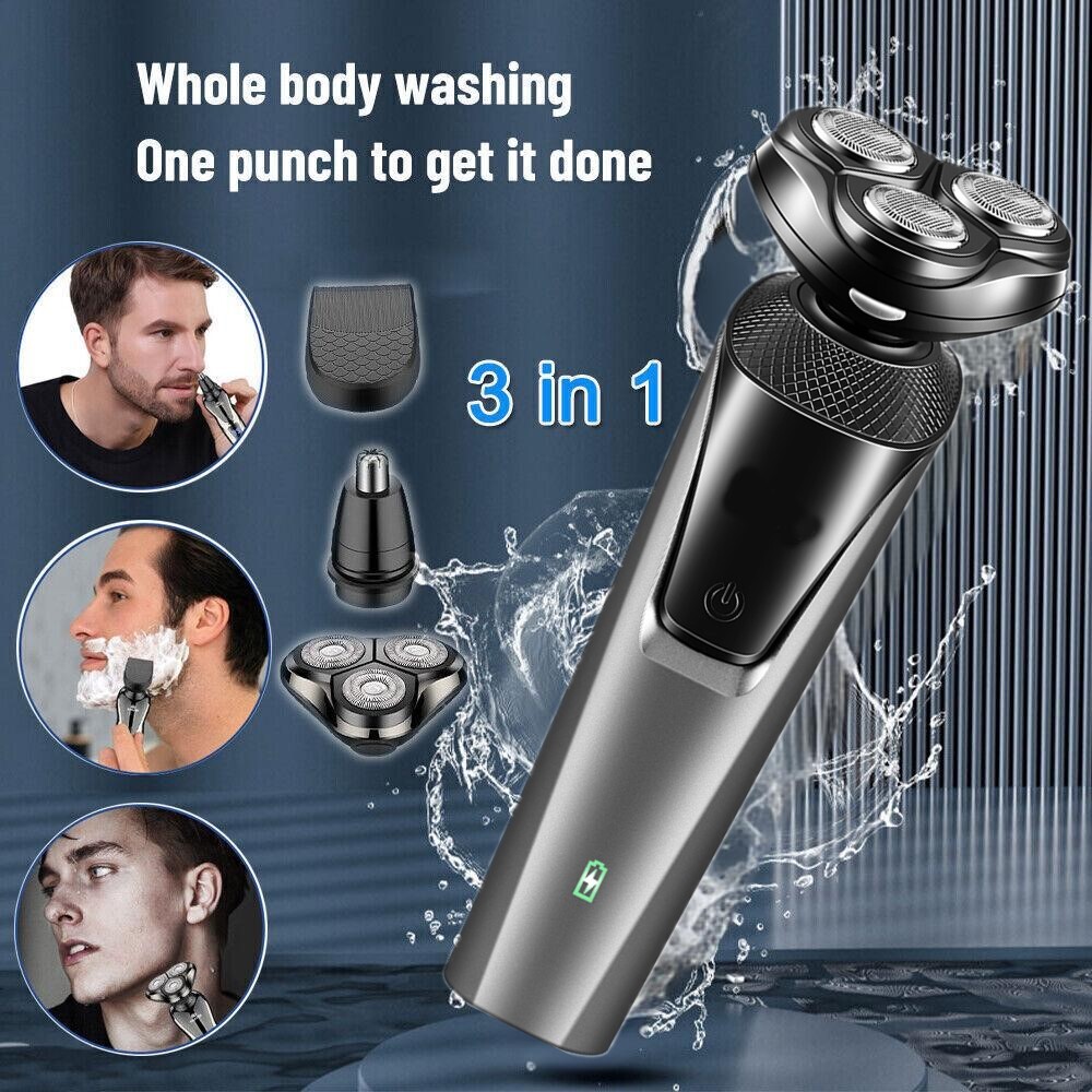 Professional 3-in-1 Facial Beard Trimmer Nose Hair Cutting Barber Shaver Machine