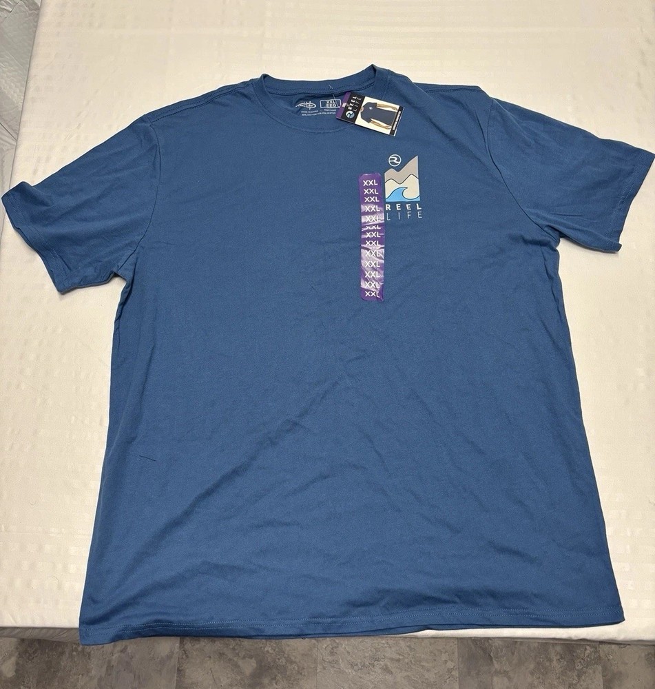 Reel Life Men's Short Sleeve UPF Sun Protection T-Shirt Size 2XL Blue NWT
