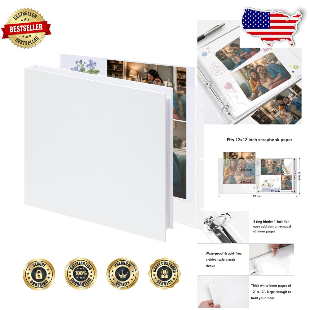 Elegant 12x12 Scrapbook with 50 Acid-Free Pages - Perfect for Special Occasions-image