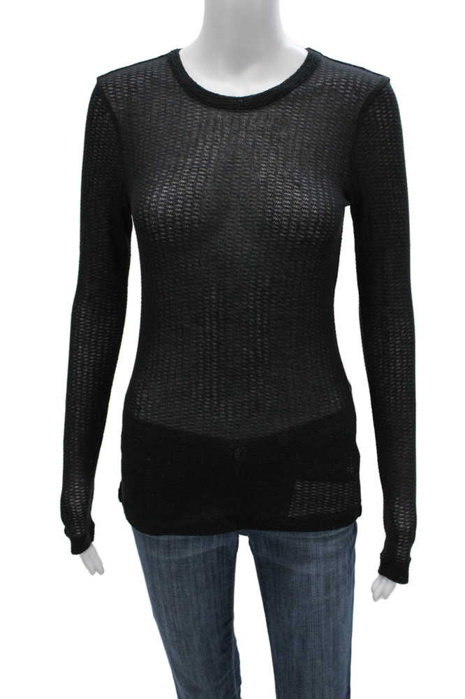 Rag & Bone Womens Black Basic Crew Neck Long Sleeve T-Shirt Size SFree Shipping in US $100+ Orders | $6.95 Orders Below