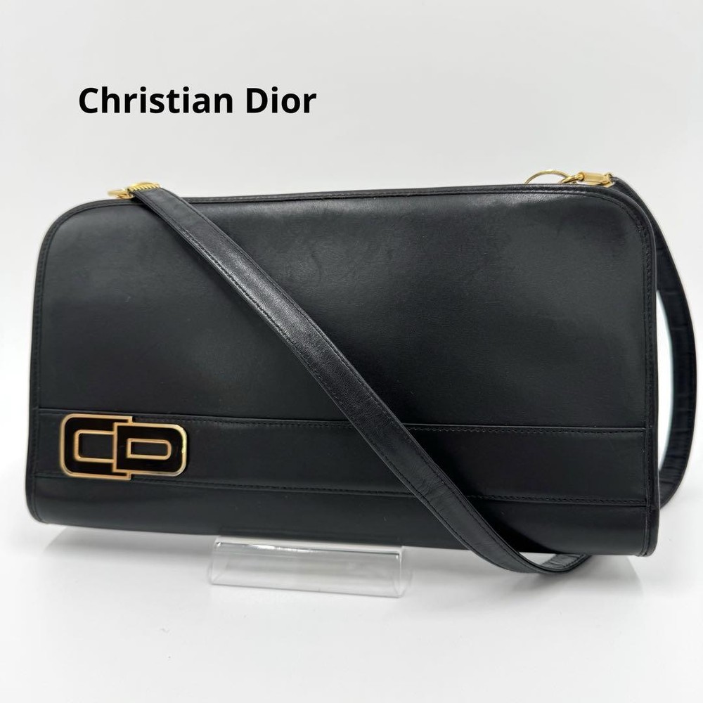 Christian Dior Leather Shoulder Bag with CD Logo Designer Handbag New