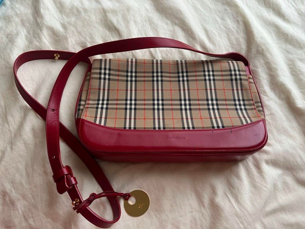 Burberry Shoulder Bag Nova Check PVC Beige Authentic F10251708