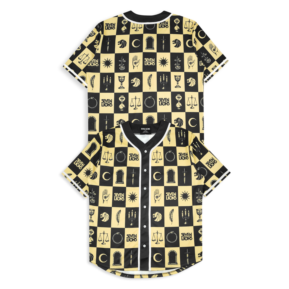 SEVEN LIONS - CHECKERED EDM Rave Baseball Jersey size XL XLarge