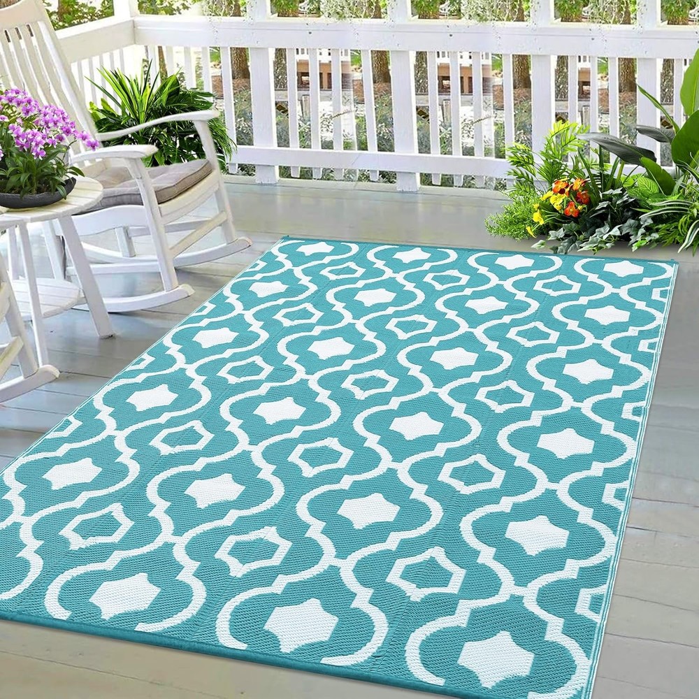 Outdoor Rugs Patio Mat Reversible RV Camping Rug (5'x'8, 6'x9', 8'x10', 9'x12')
