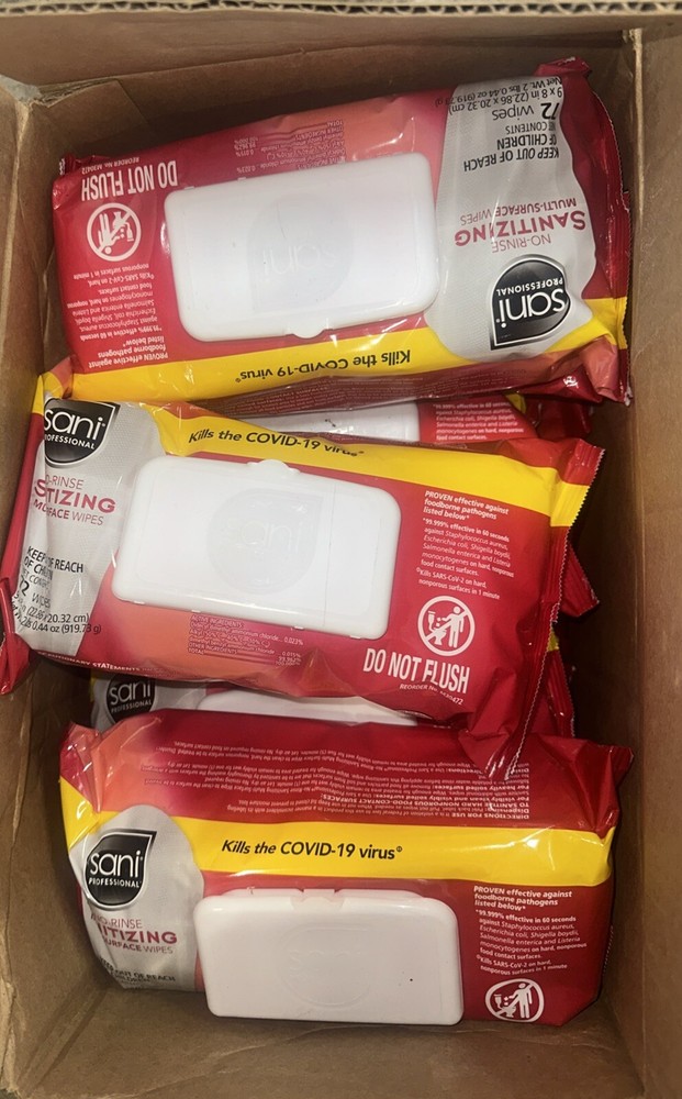 Sani Professional M30472 Sanitizing Wipes,72 Ct,Soft Pack,Pk12