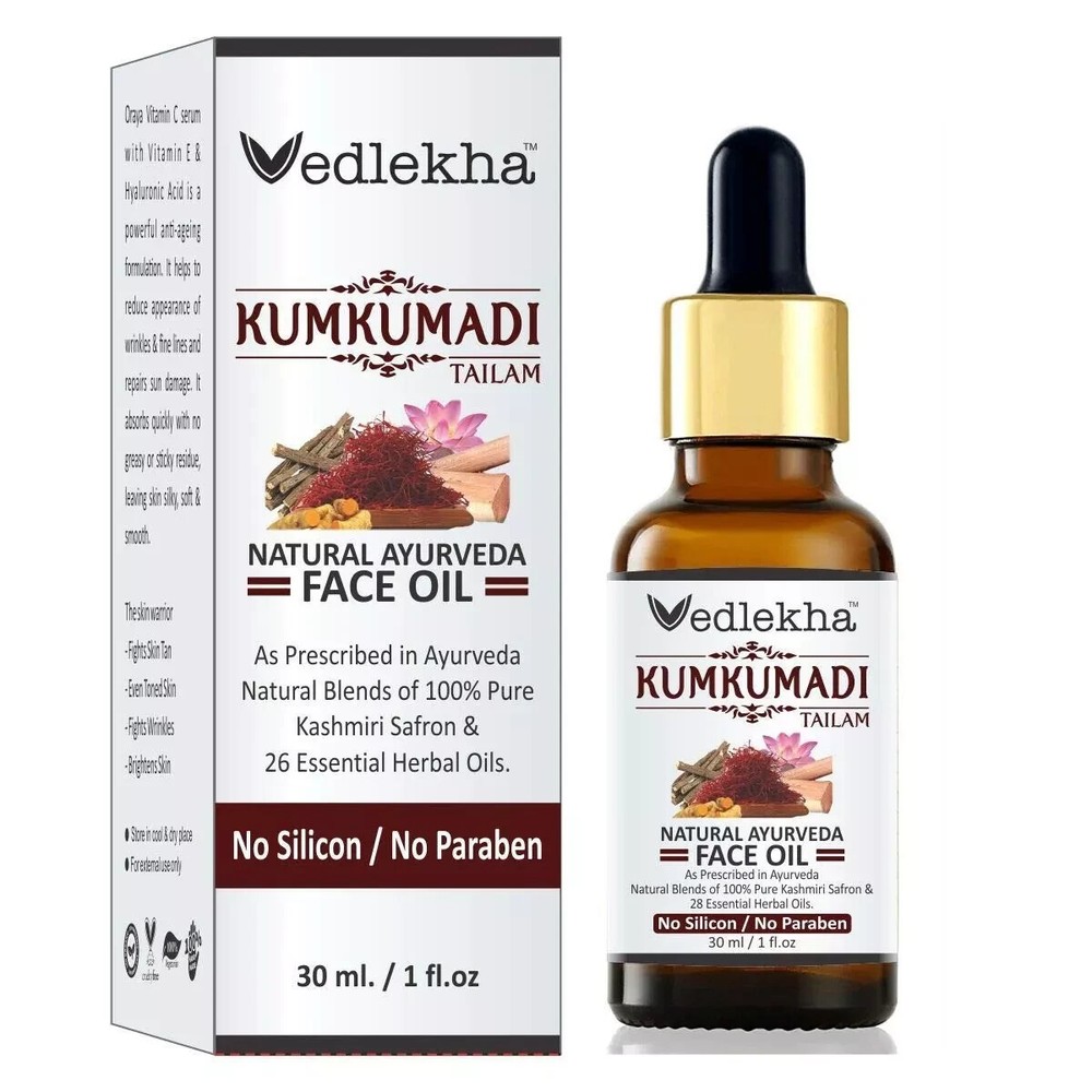 Vedlekha Kumkumadi Tailam Natural Ayurveda with 26 Natural Herbal Oil | 30 ML