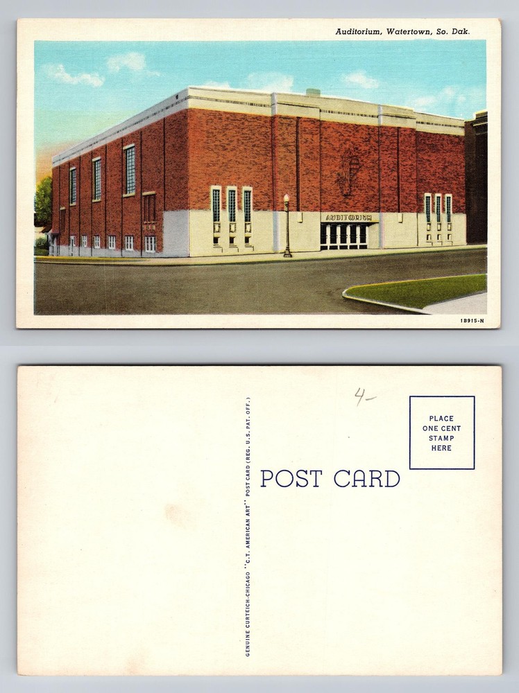 Watertown, SD-South Dakota, Auditorium Brick Building Exterior Vintage Postcard