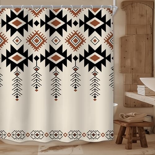 Western Aztec Shower Curtain for Bathroom Decor 60