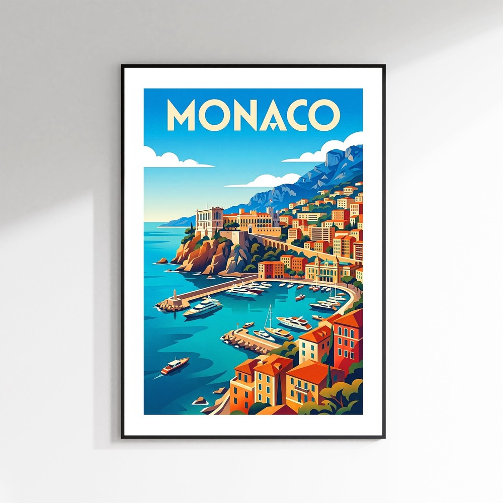 Monaco MC Vintage Travel Poster Retro Matte Print Wall Art Multi Sizes