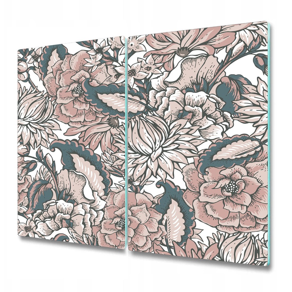 Glass Chopping Cutting Board Worktop Saver Pink Flowers Nature Floral 2x30x52