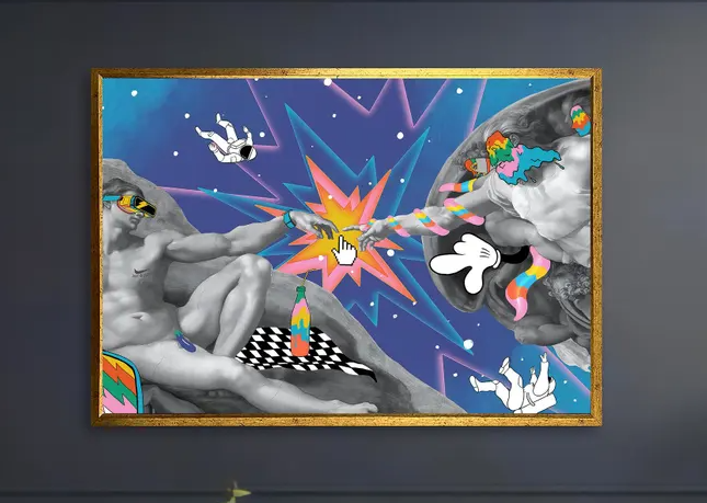 Abstract Cosmic Creation Canvas Painting – Surreal Graffiti-Inspired Art-image