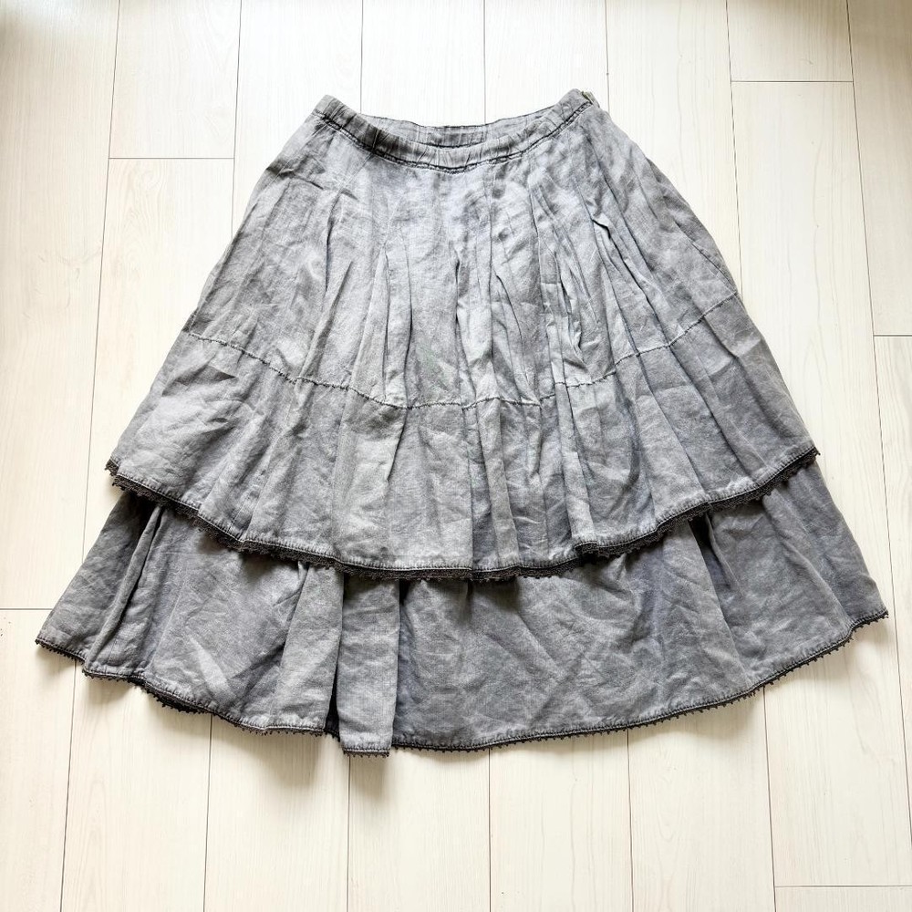 COMME des GARCONS Skirt Tricot Gray S Wash Process Cotton Lace Hem