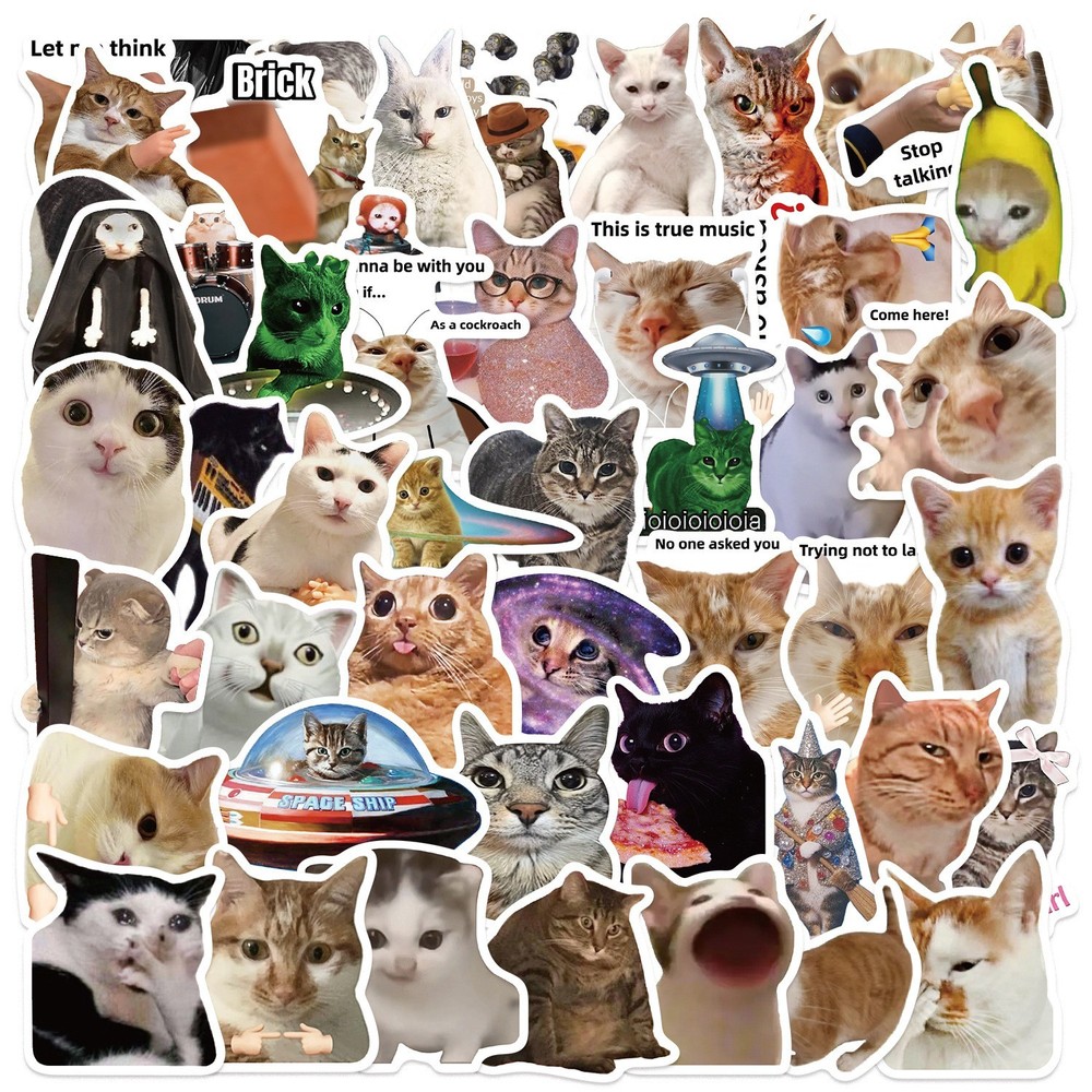 50 Cat Stickers Kawaii Funny Gift Waterproof Stickers