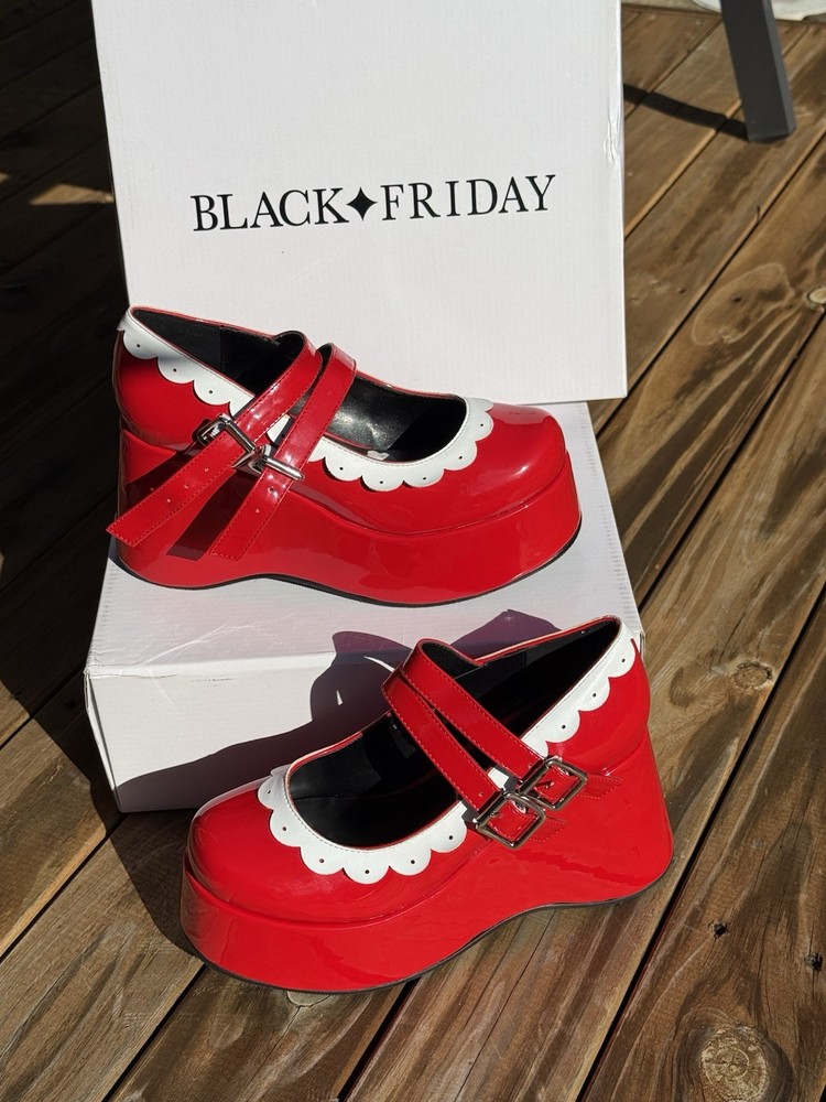 Women’s New Red SweetHeart Platform Mary Jane Shoes