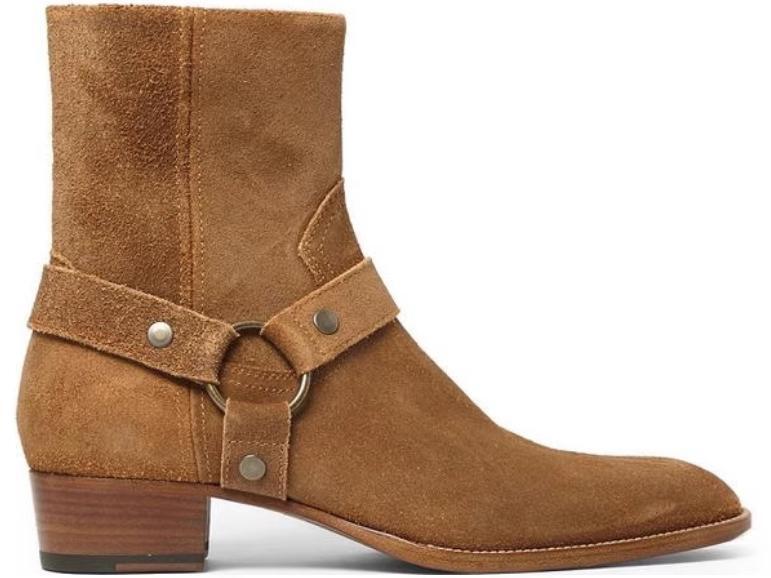 Men's Real Suede Leather Pointed Toe Chelsea Ankle Boots with Zip
