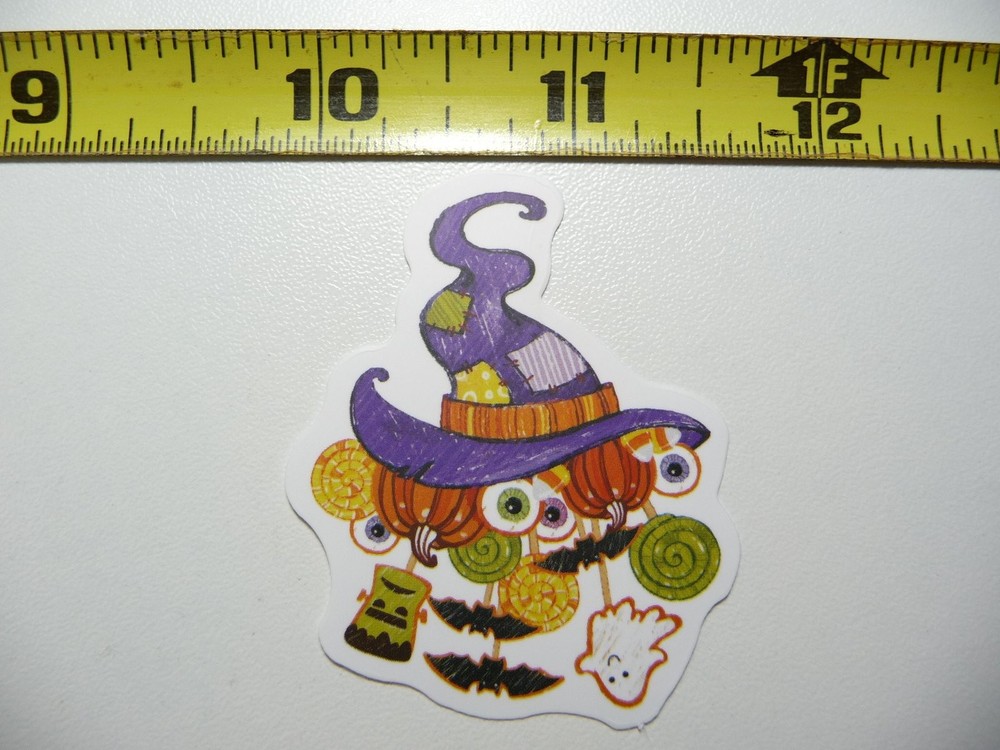 Spooky Halloween Witch Hat Candy Sticker Fall Season Decal Decor