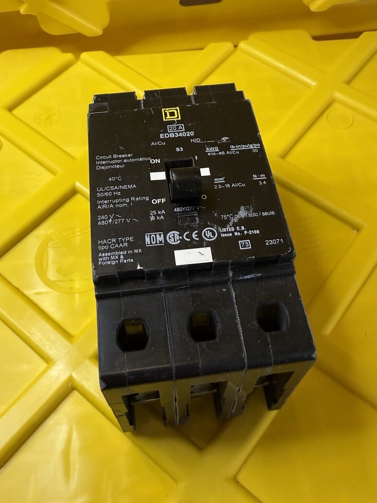 Square D EDB34020 20A 3 Poles Bolt On Circuit Breaker